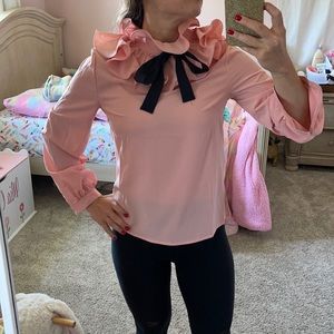 NWOT Beautiful blouse with ruffled neckline